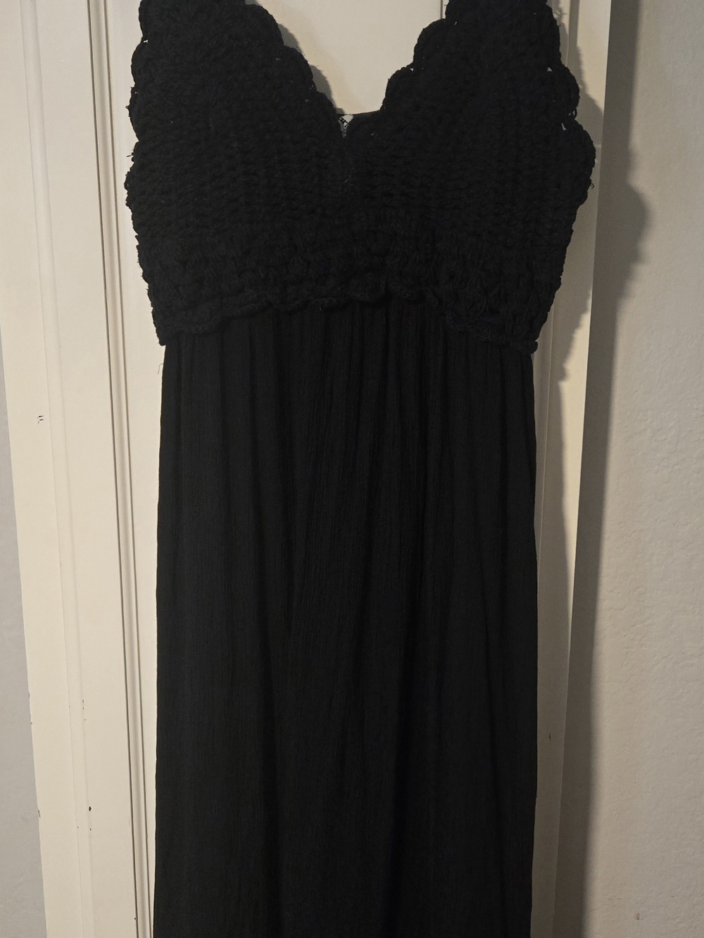 Black Crochet Bodice Maxi Dress - Women
